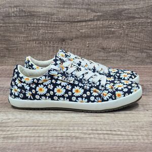 Taos Star Daisy Flowers Women's Size 6.5 Black Comfort Sneakers (STA-12844) NEW